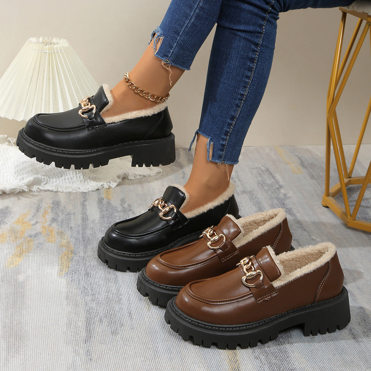 Chunky Loafers med Fleecefor